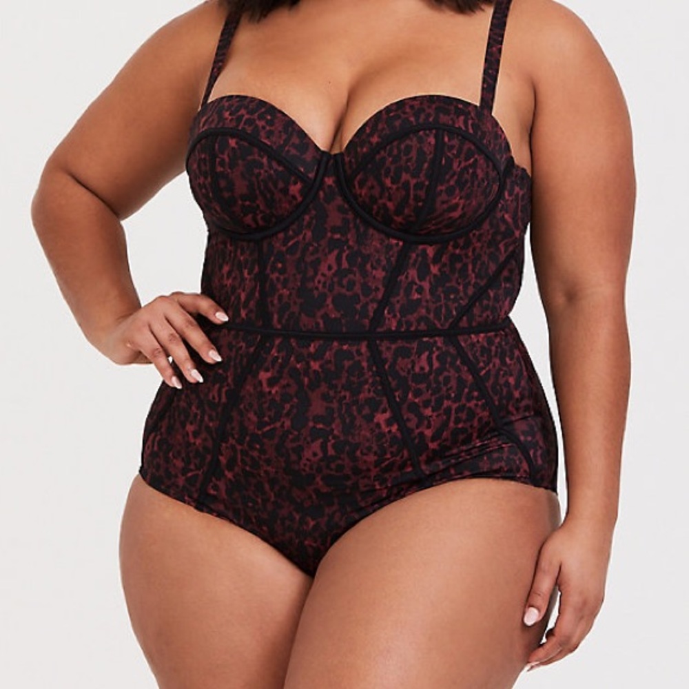 TORRID, Burgandy Leopard 1 Piece